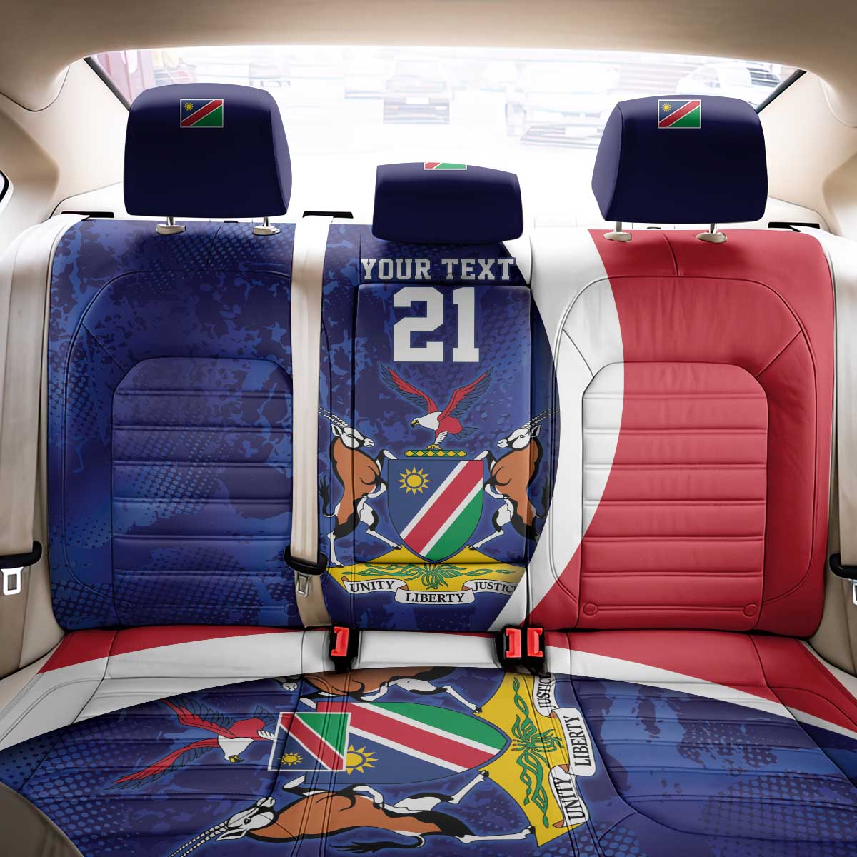 Namibia Cricket Custom Back Car Seat Cover Coat of arms Namibian Pattern - Wonder Print Shop
