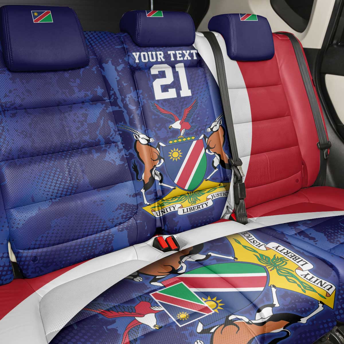 Namibia Cricket Custom Back Car Seat Cover Coat of arms Namibian Pattern - Wonder Print Shop