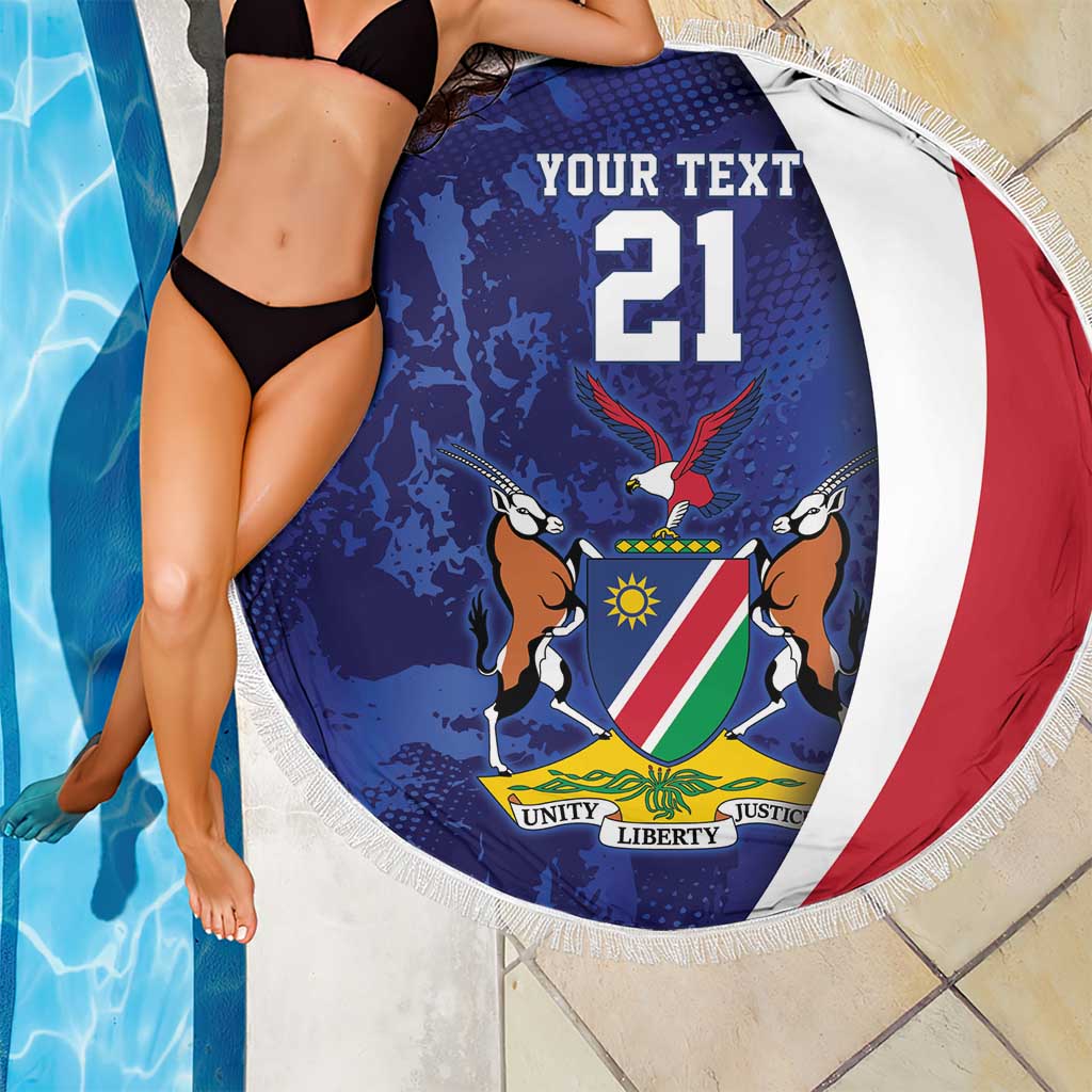 Namibia Cricket Custom Beach Blanket Coat of arms Namibian Pattern - Wonder Print Shop