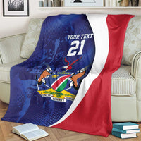 Namibia Cricket Custom Blanket Coat of arms Namibian Pattern - Wonder Print Shop