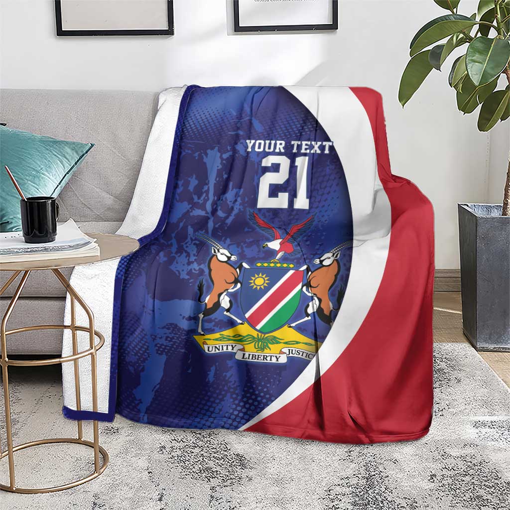 Namibia Cricket Custom Blanket Coat of arms Namibian Pattern - Wonder Print Shop