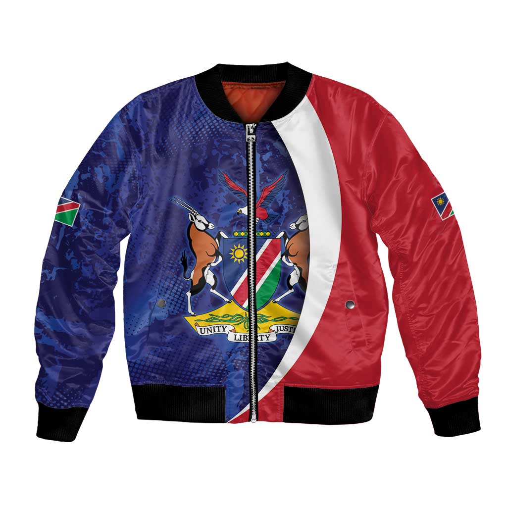 Namibia Cricket Custom Bomber Jacket Coat of arms Namibian Pattern - Wonder Print Shop