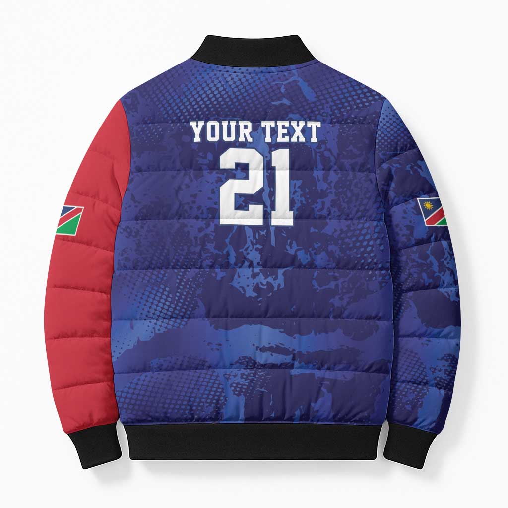 Namibia Cricket Custom Bomber Puffer Jacket Coat of arms Namibian Pattern - Wonder Print Shop
