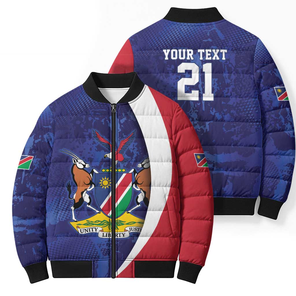 Namibia Cricket Custom Bomber Puffer Jacket Coat of arms Namibian Pattern - Wonder Print Shop