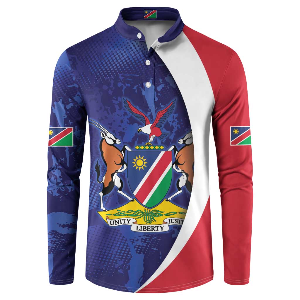 Namibia Cricket Custom Button Sweatshirt Coat of arms Namibian Pattern - Wonder Print Shop