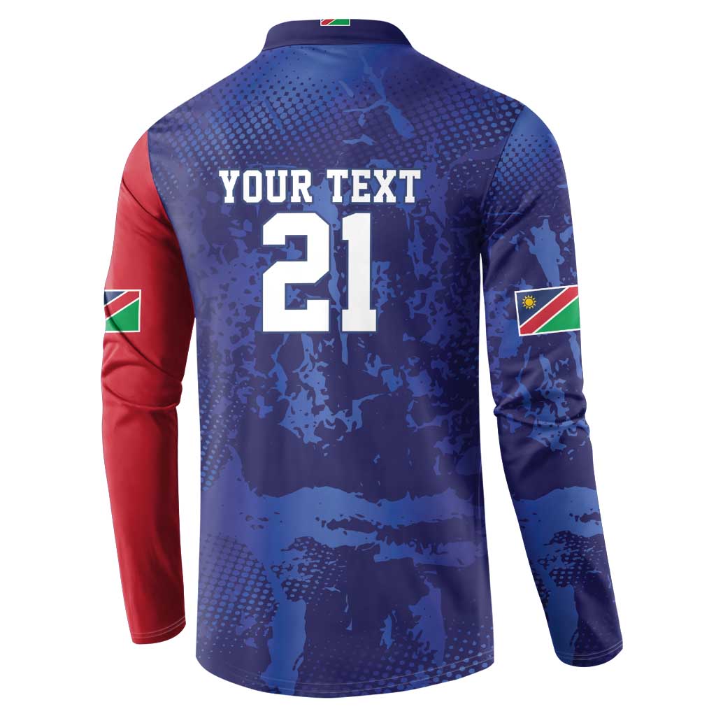 Namibia Cricket Custom Button Sweatshirt Coat of arms Namibian Pattern - Wonder Print Shop
