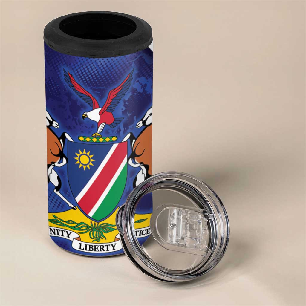 Namibia Cricket Custom 4 in 1 Can Cooler Tumbler Coat of arms Namibian Pattern - Wonder Print Shop