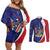 Namibia Cricket Custom Couples Matching Off Shoulder Short Dress and Long Sleeve Button Shirt Coat of arms Namibian Pattern - Wonder Print Shop