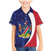 Namibia Cricket Custom Family Matching Mermaid Dress and Hawaiian Shirt Coat of arms Namibian Pattern - Wonder Print Shop