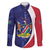 Namibia Cricket Custom Family Matching Off The Shoulder Long Sleeve Dress and Hawaiian Shirt Coat of arms Namibian Pattern - Wonder Print Shop