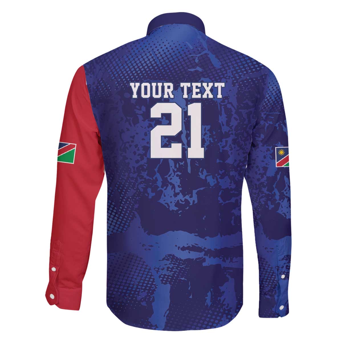 Namibia Cricket Custom Family Matching Off The Shoulder Long Sleeve Dress and Hawaiian Shirt Coat of arms Namibian Pattern - Wonder Print Shop