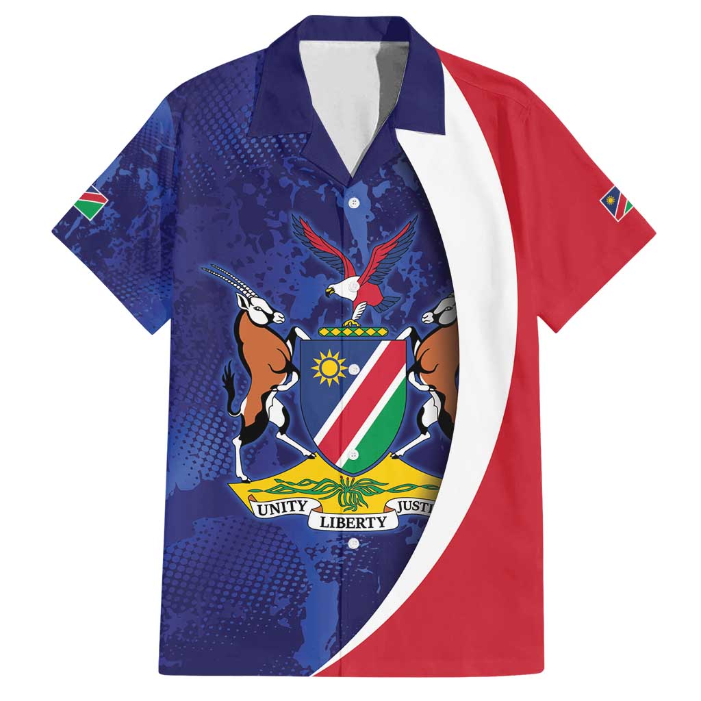 Namibia Cricket Custom Family Matching Off Shoulder Maxi Dress and Hawaiian Shirt Coat of arms Namibian Pattern - Wonder Print Shop