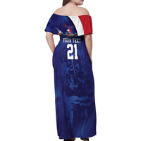 Namibia Cricket Custom Family Matching Off Shoulder Maxi Dress and Hawaiian Shirt Coat of arms Namibian Pattern - Wonder Print Shop