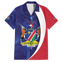 Namibia Cricket Custom Family Matching Off Shoulder Short Dress and Hawaiian Shirt Coat of arms Namibian Pattern - Wonder Print Shop