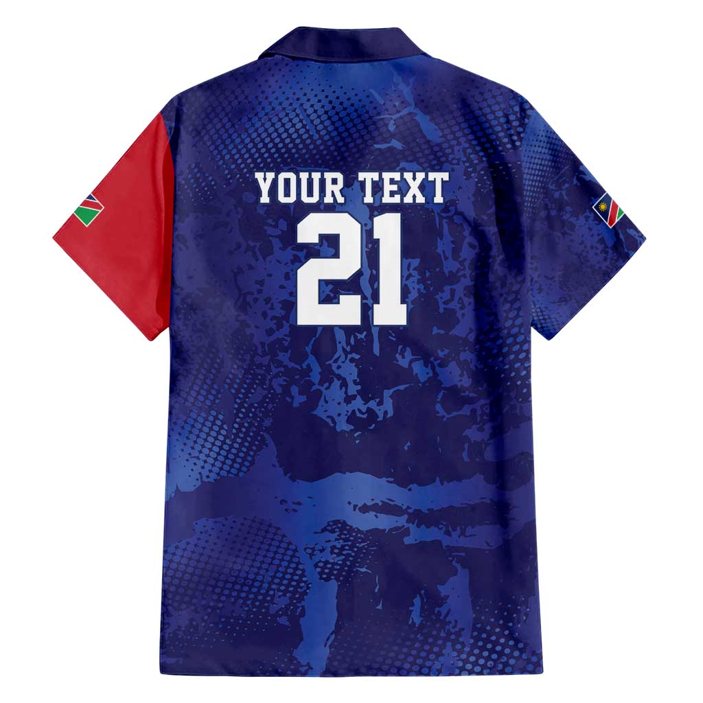 Namibia Cricket Custom Family Matching Short Sleeve Bodycon Dress and Hawaiian Shirt Coat of arms Namibian Pattern - Wonder Print Shop