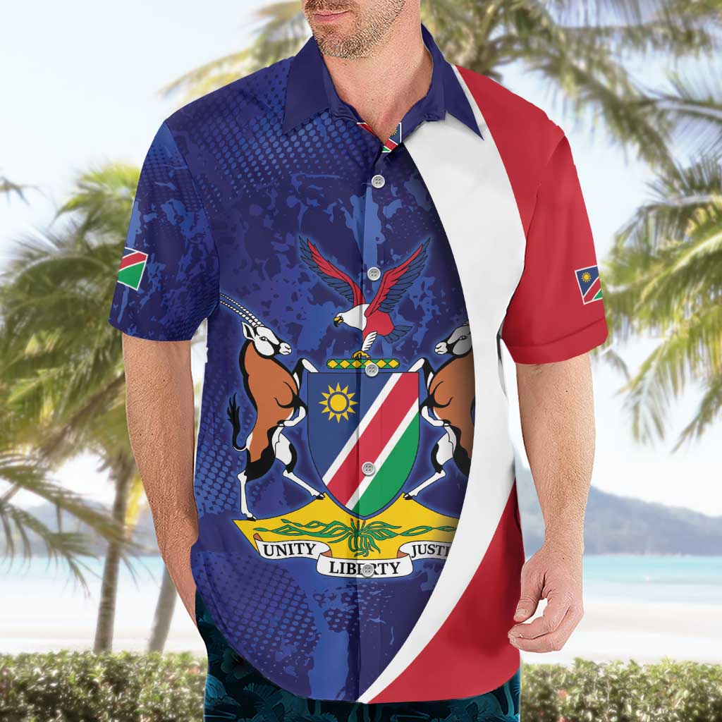 Namibia Cricket Custom Hawaiian Shirt Coat of arms Namibian Pattern - Wonder Print Shop