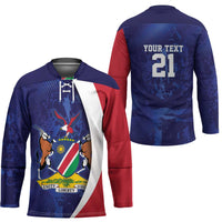 Namibia Cricket Custom Hockey Jersey Coat of arms Namibian Pattern - Wonder Print Shop
