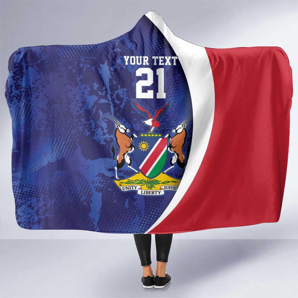 Namibia Cricket Custom Hooded Blanket Coat of arms Namibian Pattern - Wonder Print Shop