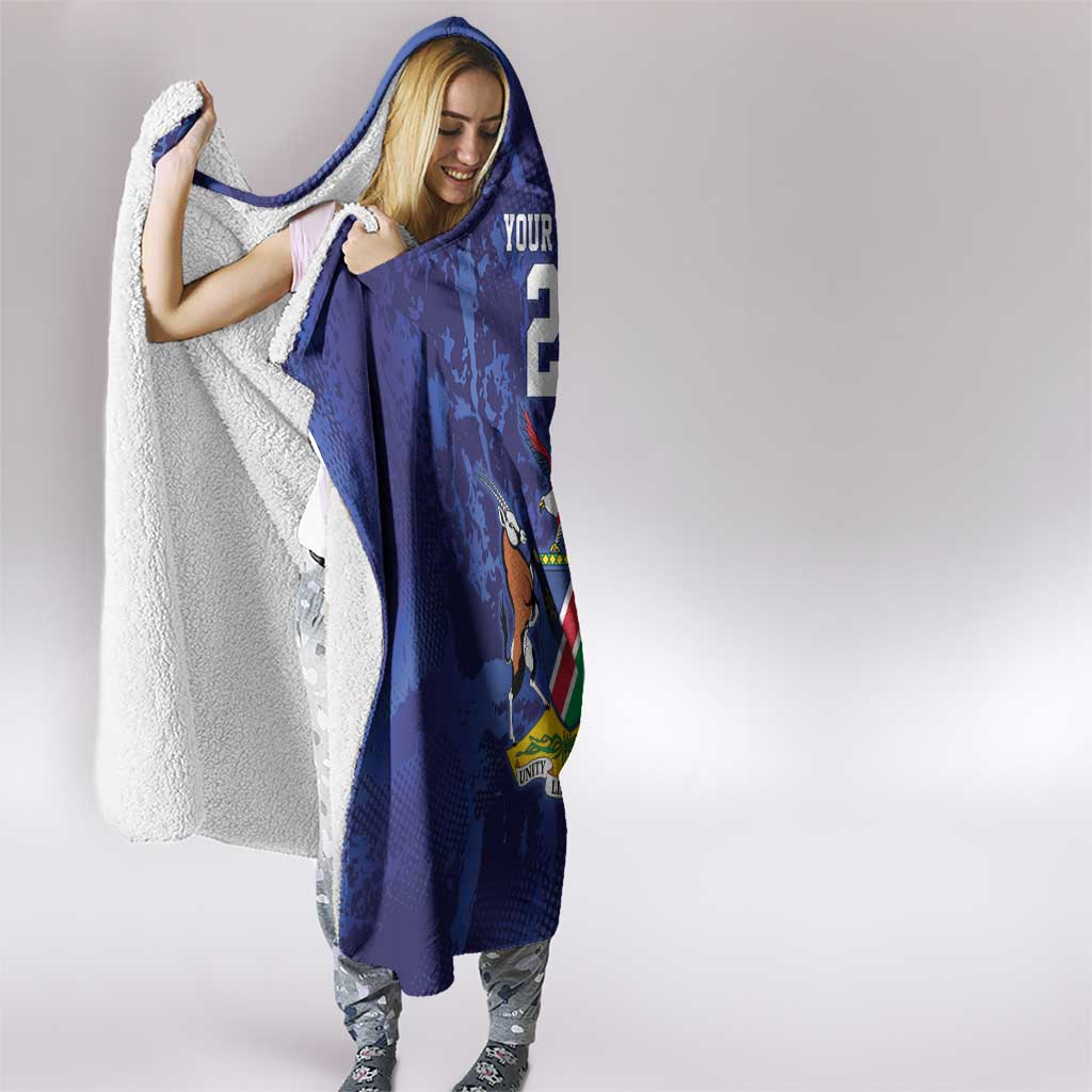 Namibia Cricket Custom Hooded Blanket Coat of arms Namibian Pattern - Wonder Print Shop