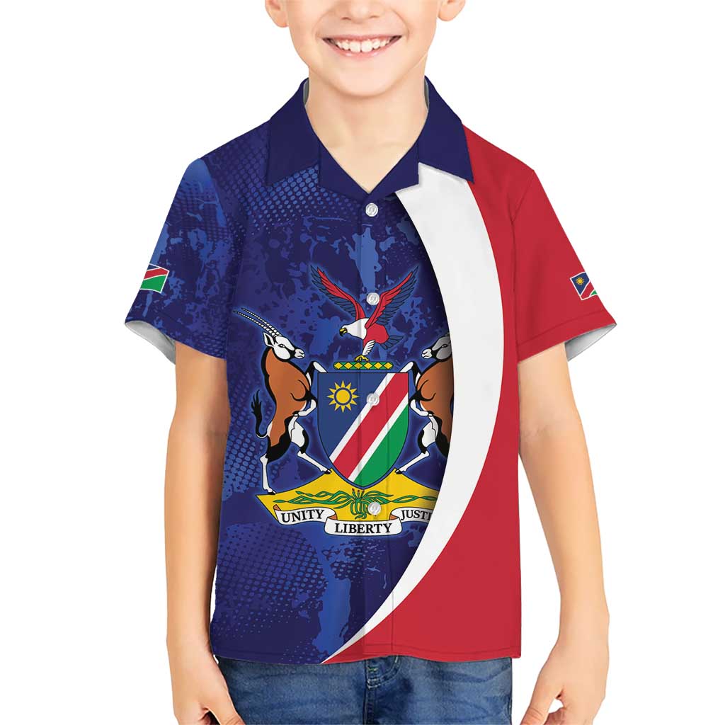 Namibia Cricket Custom Kid Hawaiian Shirt Coat of arms Namibian Pattern - Wonder Print Shop