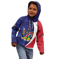 Namibia Cricket Custom Kid Hoodie Coat of arms Namibian Pattern - Wonder Print Shop
