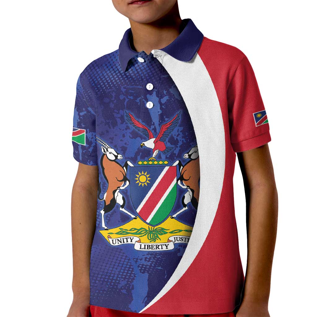 Namibia Cricket Custom Kid Polo Shirt Coat of arms Namibian Pattern - Wonder Print Shop