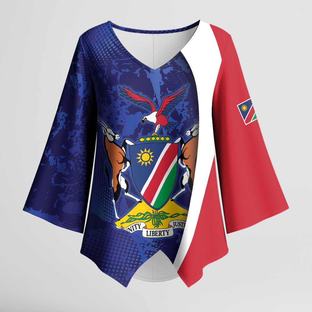 Namibia Cricket Custom Kimono Sleeve Blouse Coat of arms Namibian Pattern - Wonder Print Shop