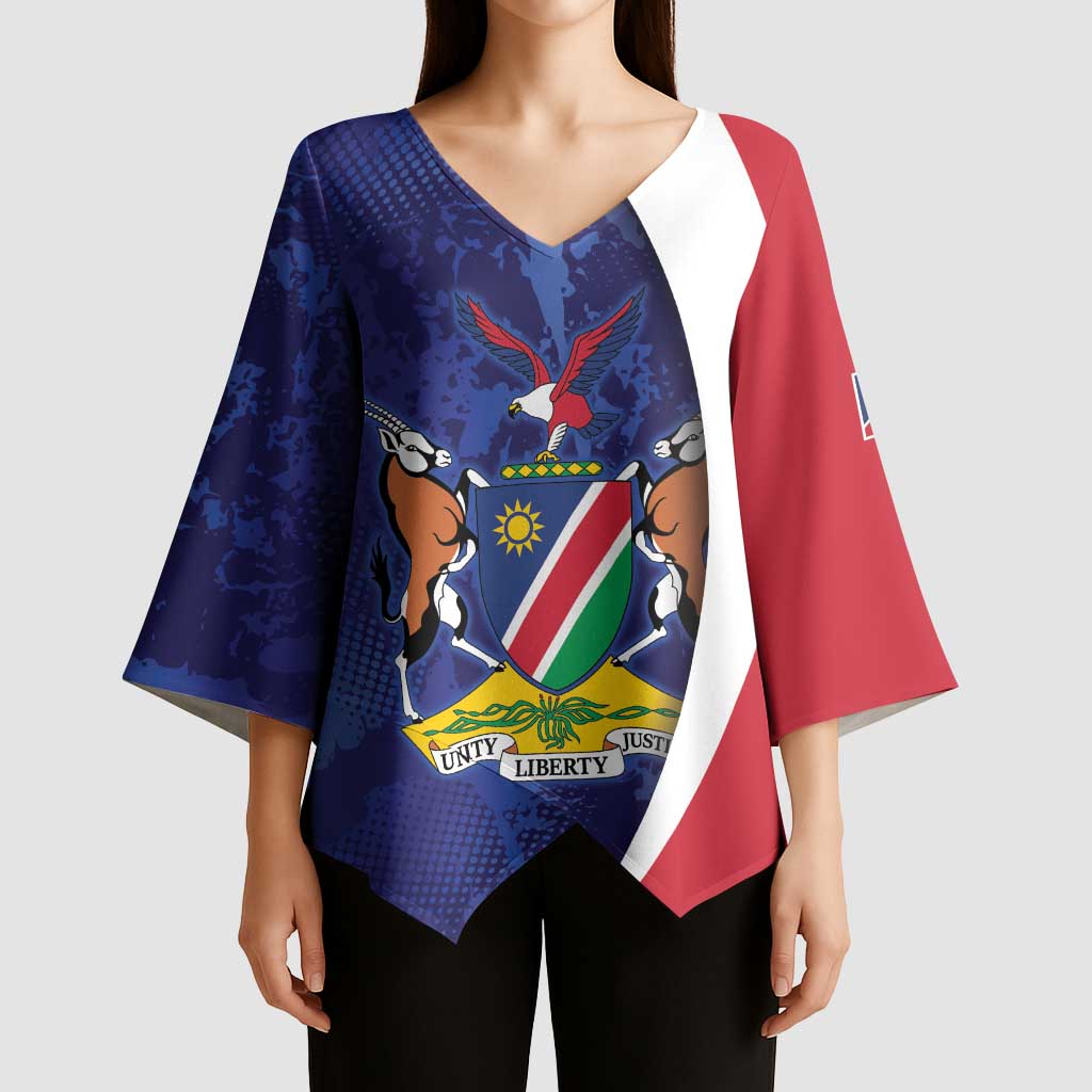 Namibia Cricket Custom Kimono Sleeve Blouse Coat of arms Namibian Pattern - Wonder Print Shop