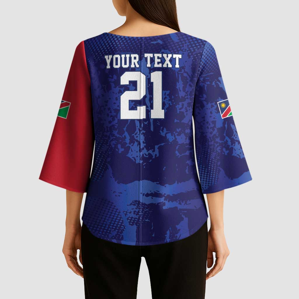 Namibia Cricket Custom Kimono Sleeve Blouse Coat of arms Namibian Pattern - Wonder Print Shop