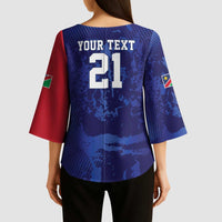 Namibia Cricket Custom Kimono Sleeve Blouse Coat of arms Namibian Pattern - Wonder Print Shop