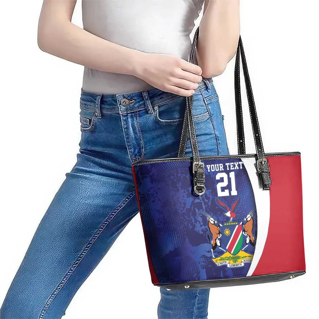 Namibia Cricket Custom Leather Tote Bag Coat of arms Namibian Pattern - Wonder Print Shop