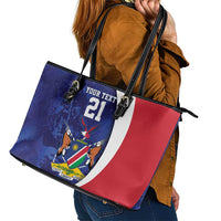 Namibia Cricket Custom Leather Tote Bag Coat of arms Namibian Pattern - Wonder Print Shop