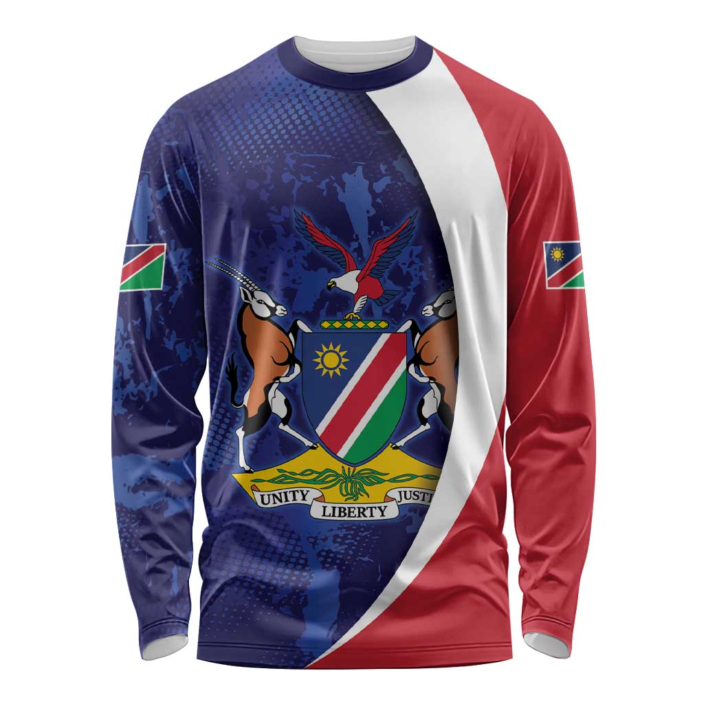 Namibia Cricket Custom Long Sleeve Shirt Coat of arms Namibian Pattern - Wonder Print Shop