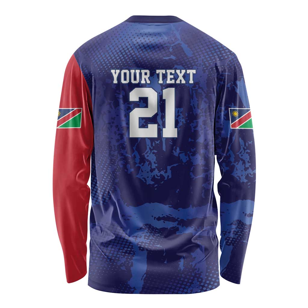 Namibia Cricket Custom Long Sleeve Shirt Coat of arms Namibian Pattern - Wonder Print Shop