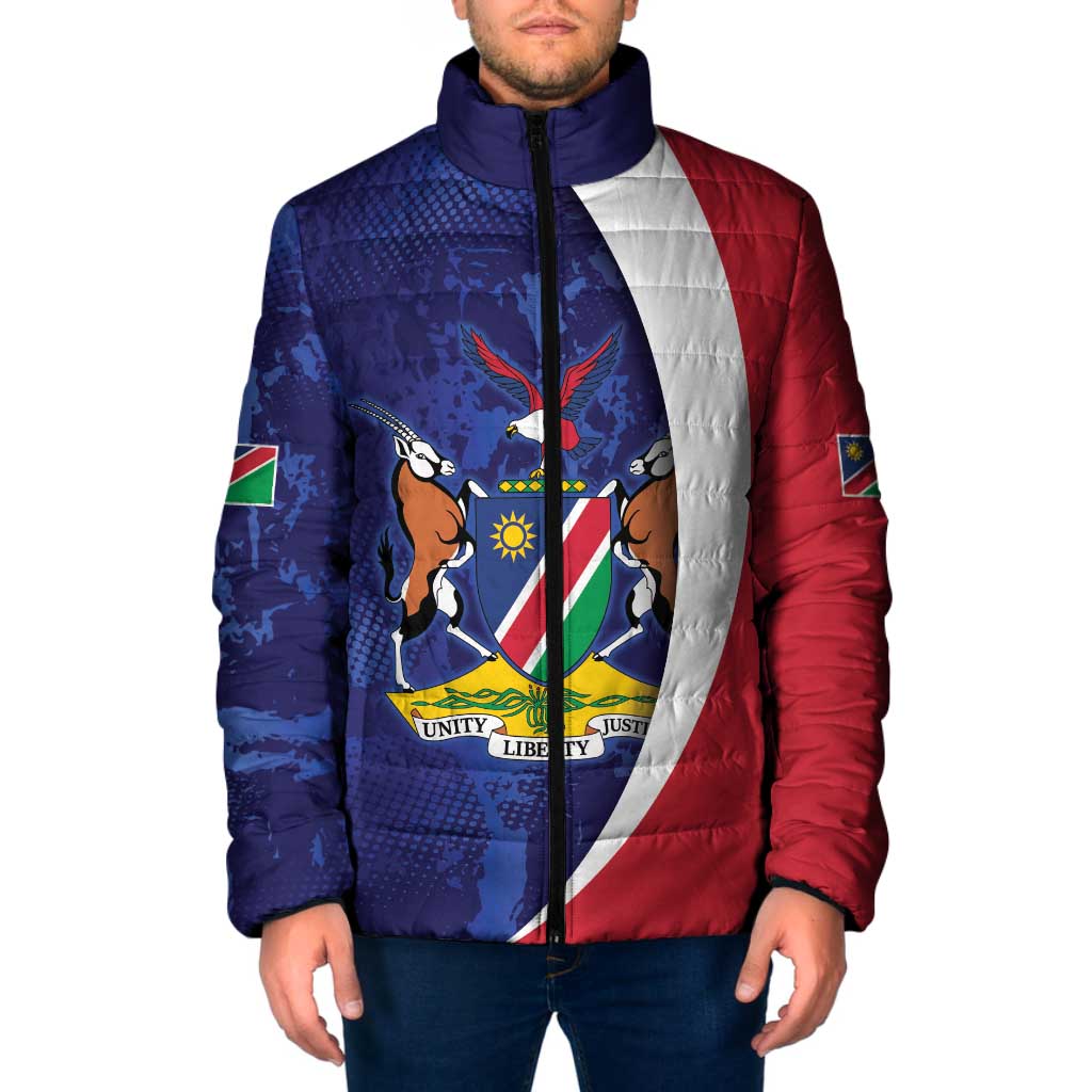 Namibia Cricket Custom Padded Jacket Coat of arms Namibian Pattern - Wonder Print Shop