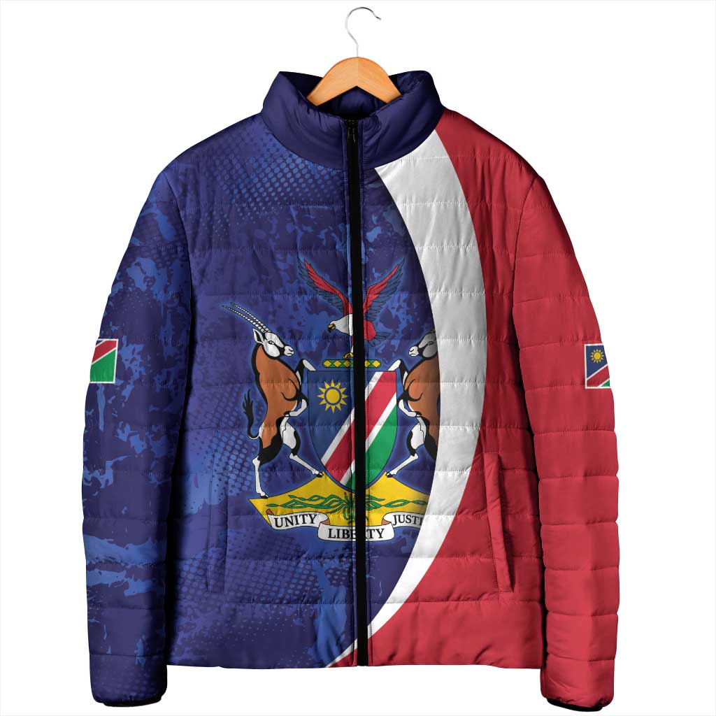 Namibia Cricket Custom Padded Jacket Coat of arms Namibian Pattern - Wonder Print Shop