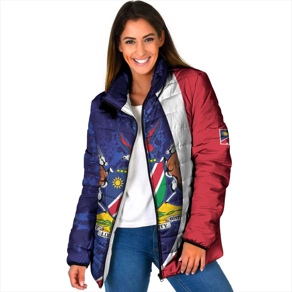 Namibia Cricket Custom Padded Jacket Coat of arms Namibian Pattern - Wonder Print Shop