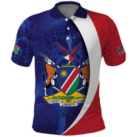Namibia Cricket Custom Polo Shirt Coat of arms Namibian Pattern - Wonder Print Shop