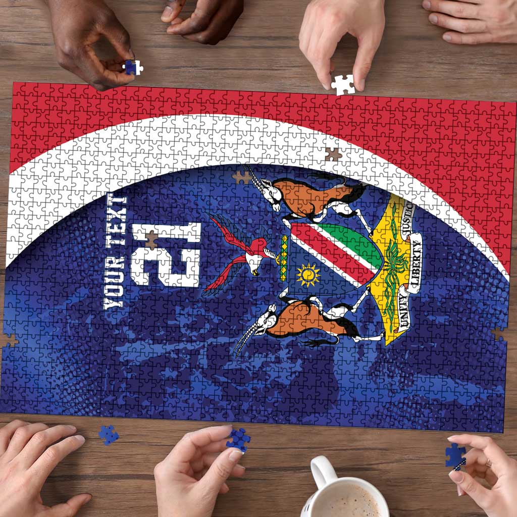 Namibia Cricket Custom Puzzle Coat of arms Namibian Pattern - Wonder Print Shop