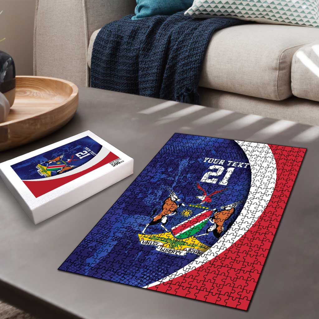 Namibia Cricket Custom Puzzle Coat of arms Namibian Pattern - Wonder Print Shop