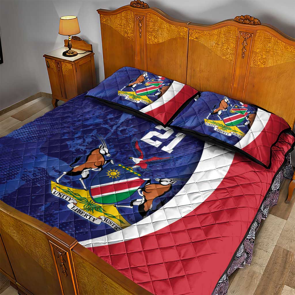 Namibia Cricket Custom Quilt Bed Set Coat of arms Namibian Pattern - Wonder Print Shop