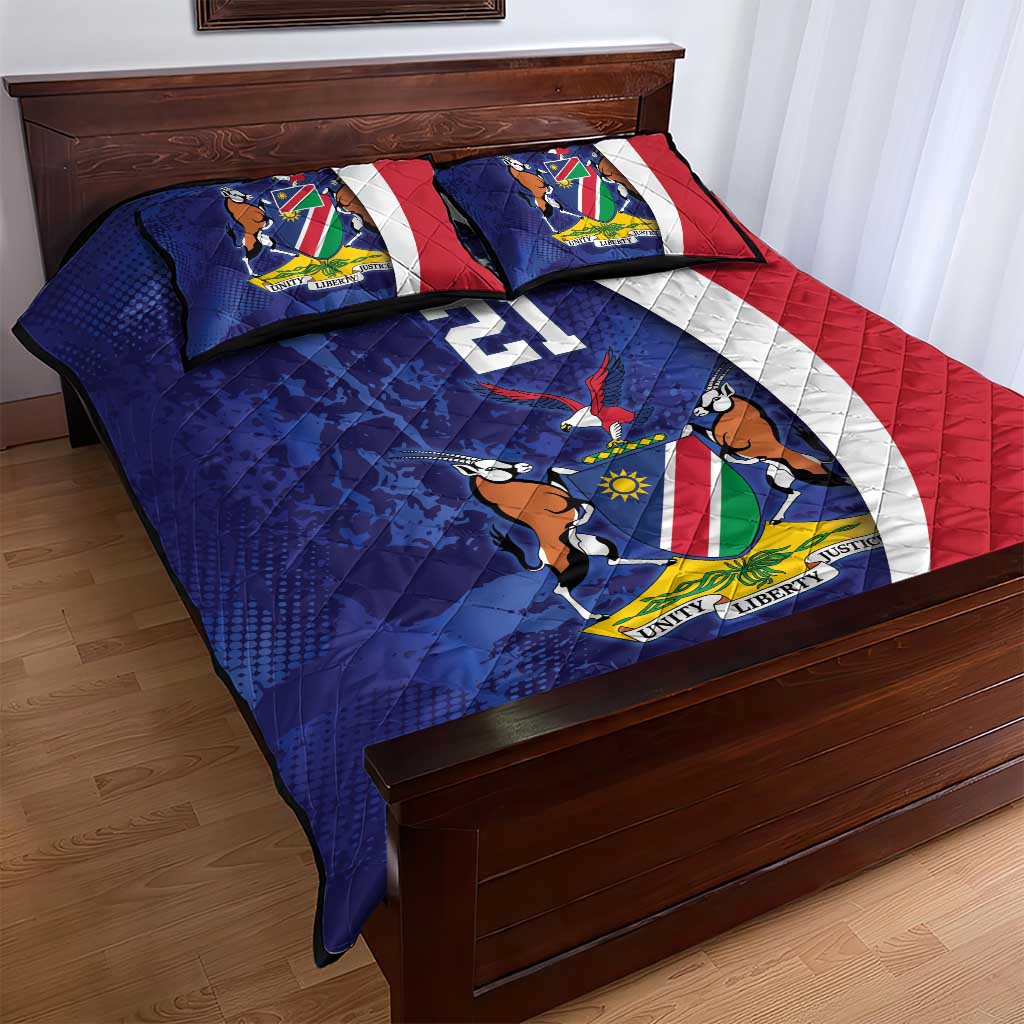 Namibia Cricket Custom Quilt Bed Set Coat of arms Namibian Pattern - Wonder Print Shop