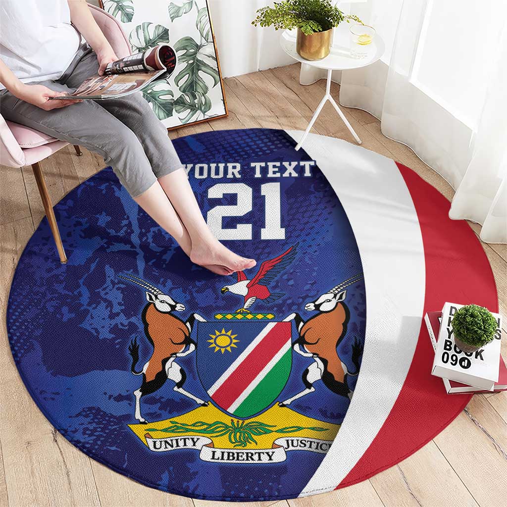 Namibia Cricket Custom Round Carpet Coat of arms Namibian Pattern - Wonder Print Shop