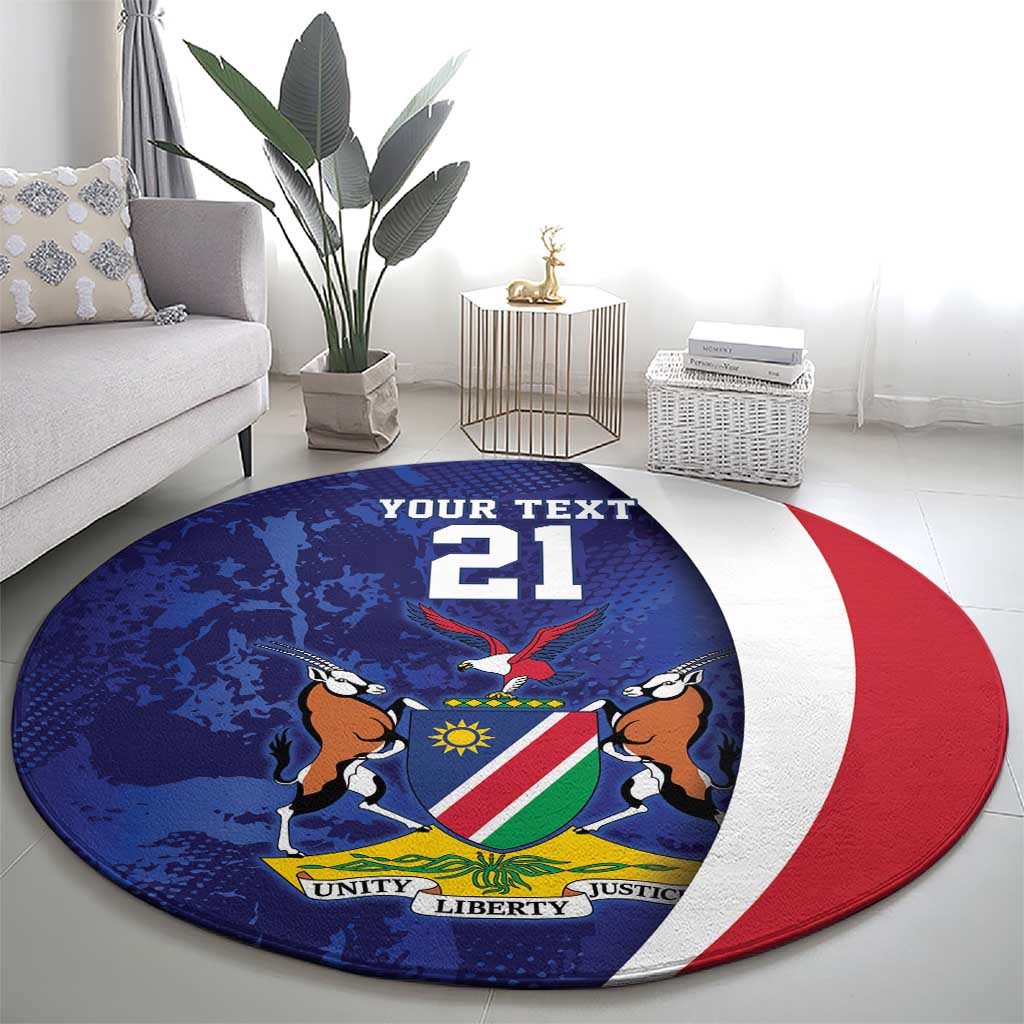 Namibia Cricket Custom Round Carpet Coat of arms Namibian Pattern - Wonder Print Shop