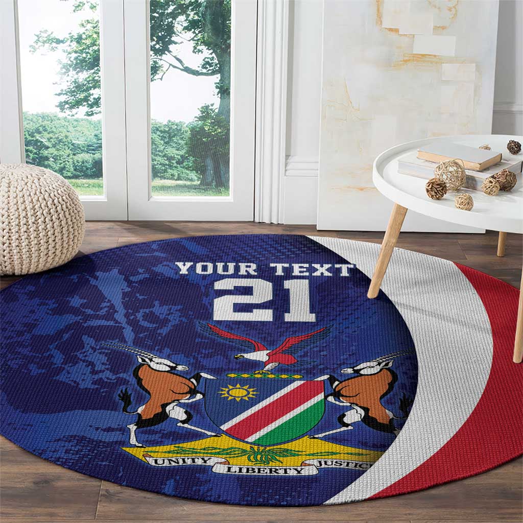 Namibia Cricket Custom Round Carpet Coat of arms Namibian Pattern - Wonder Print Shop