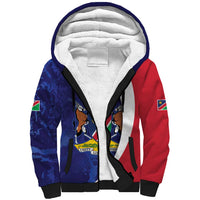 Namibia Cricket Custom Sherpa Hoodie Coat of arms Namibian Pattern - Wonder Print Shop