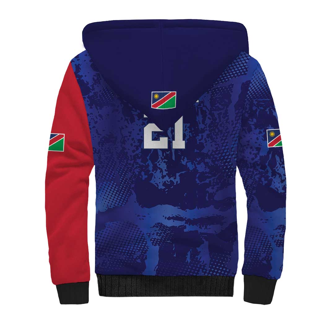 Namibia Cricket Custom Sherpa Hoodie Coat of arms Namibian Pattern - Wonder Print Shop