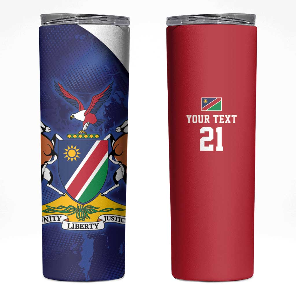 Namibia Cricket Custom Skinny Tumbler Coat of arms Namibian Pattern - Wonder Print Shop