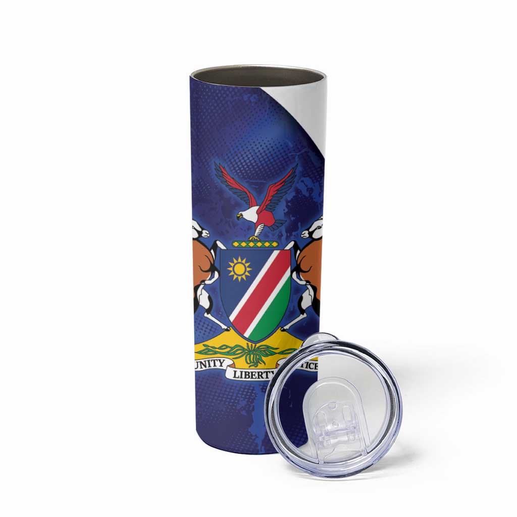 Namibia Cricket Custom Skinny Tumbler Coat of arms Namibian Pattern - Wonder Print Shop