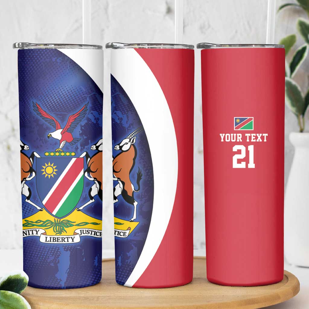 Namibia Cricket Custom Skinny Tumbler Coat of arms Namibian Pattern - Wonder Print Shop
